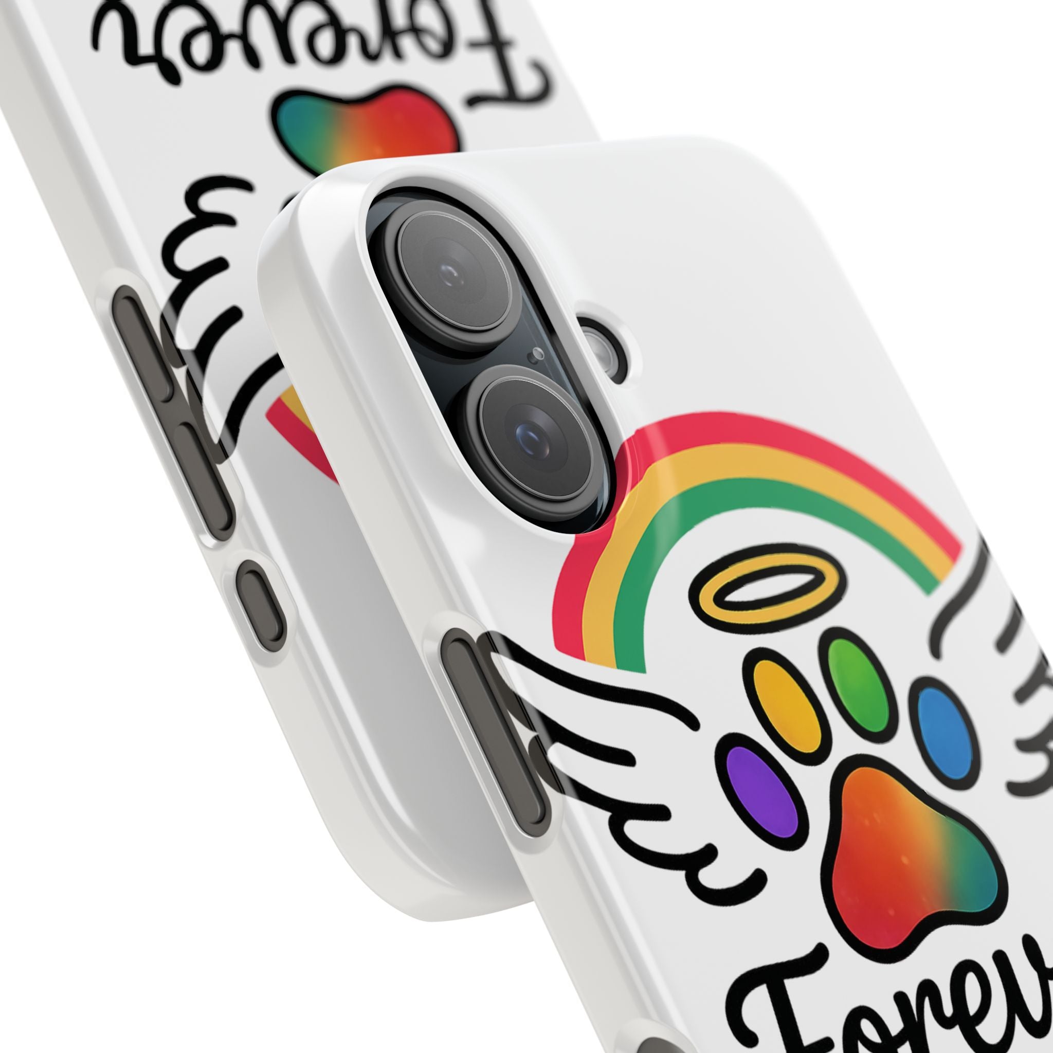 Rainbow Bridge Pet Memorial Phone Case Forever in My Heart Dog Cat Loss Sympathy Gift Remembrance Watercolor Paw Print Angel Pet