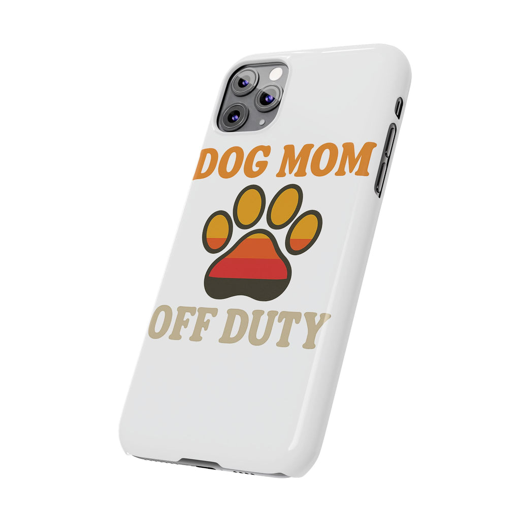 Dog Mom Off Duty Phone Case Retro 70s Vintage Dog Lover Gift Paw Print iPhone Samsung Galaxy Case Funny Pet Owner Gift