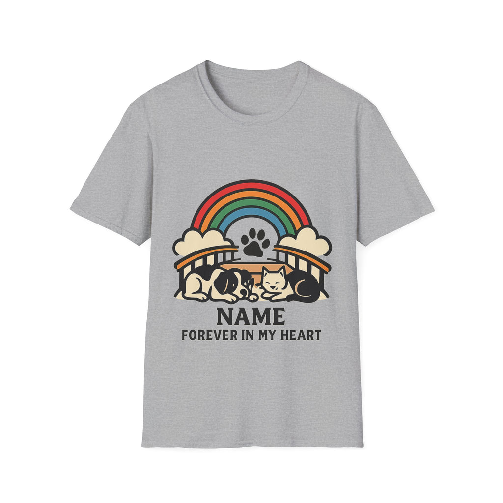 Rainbow Bridge Pet Memorial Shirt, Personalized Dog Cat Loss Gift, Custom Pet Remembrance Tee, Pet Memorial Sympathy Gift
