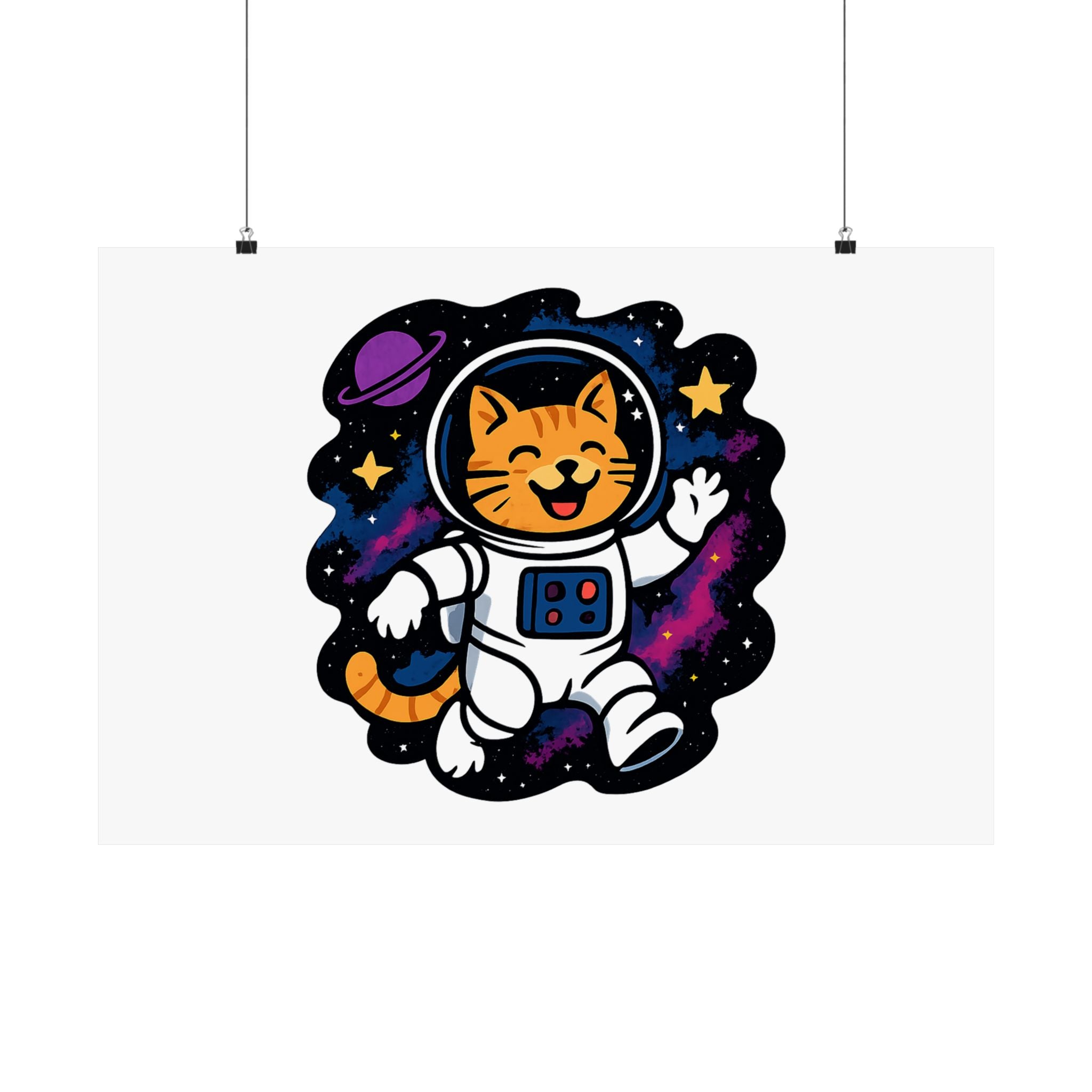 Cat Astronaut Galaxy Poster, Space Cat Wall Art, Funny Cat Lover Gift, Nebula Cat Print, Whimsical Space Room Decor, Quirky Wall Art
