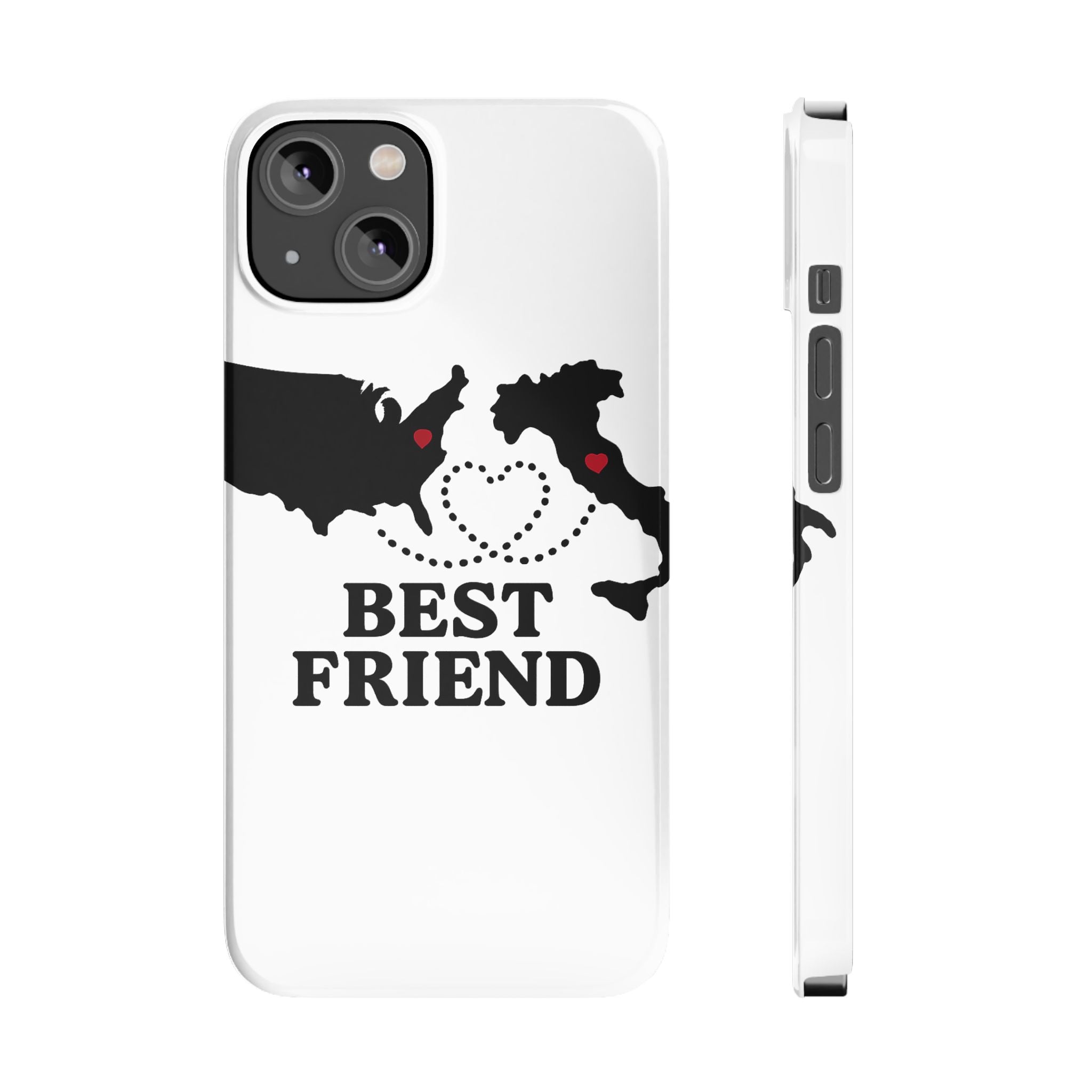 Long Distance Friendship Phone Case Personalized Coordinates Gift Best Friend Custom Location Map Heart Connection BFF