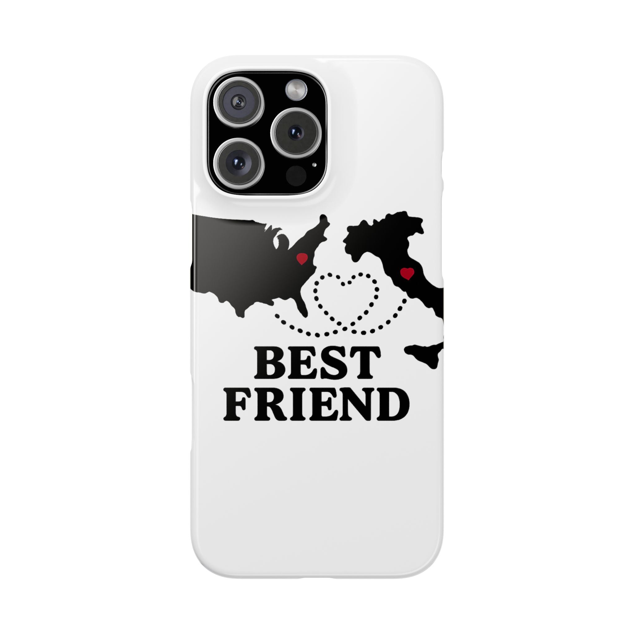 Long Distance Friendship Phone Case Personalized Coordinates Gift Best Friend Custom Location Map Heart Connection BFF