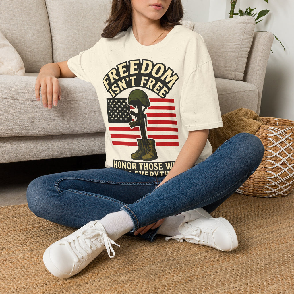 Freedom Isn't Free Shirt Veterans Day Memorial Tribute Tshirt Military Sacrifice Patriotic Remembrance Gift Battlefield Cross Tee