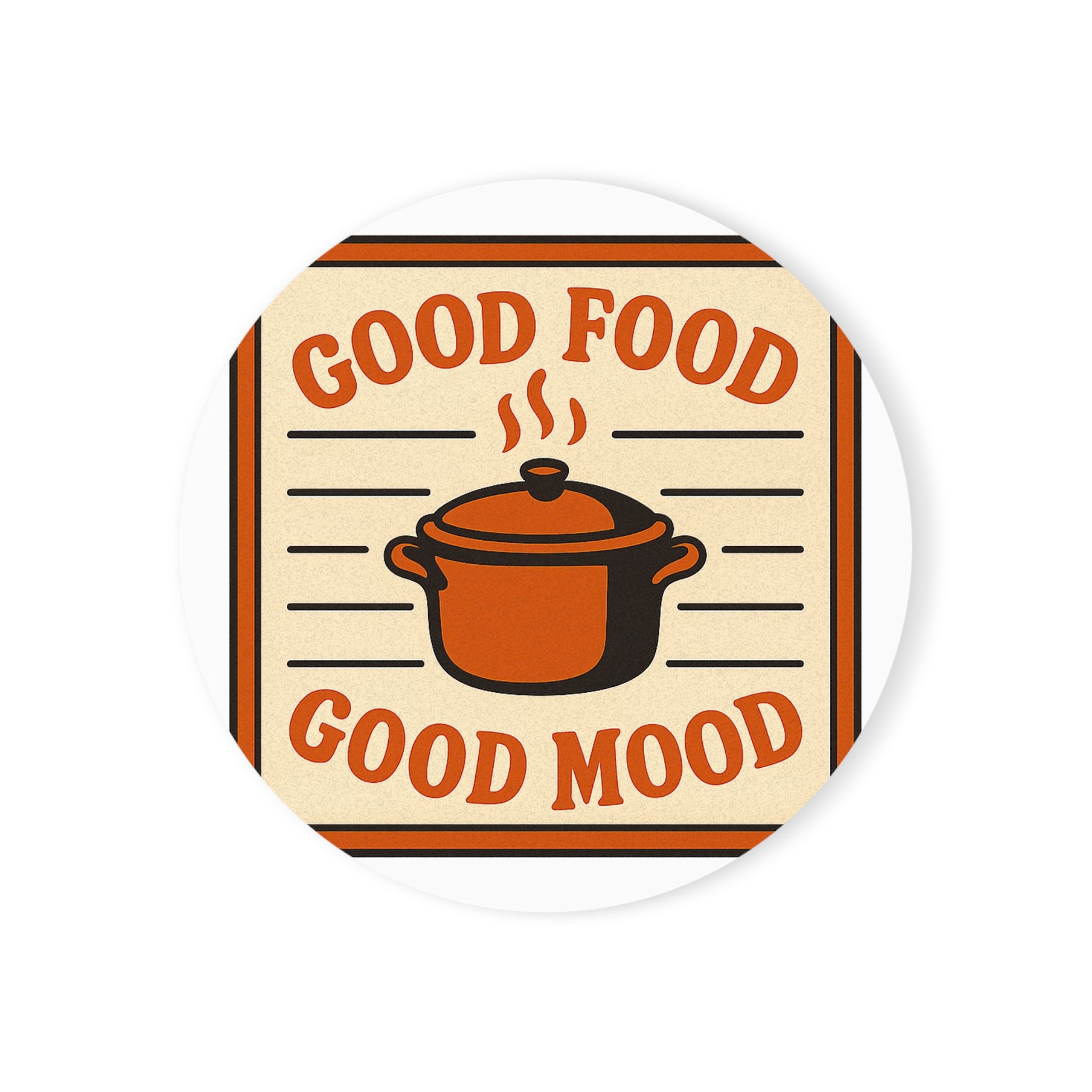 Vintage Recipe Card Coaster Set, Good Food Good Mood Kitchen Coasters, Housewarming Gift for Cook, Retro Kitchen Decor Cork Coasters