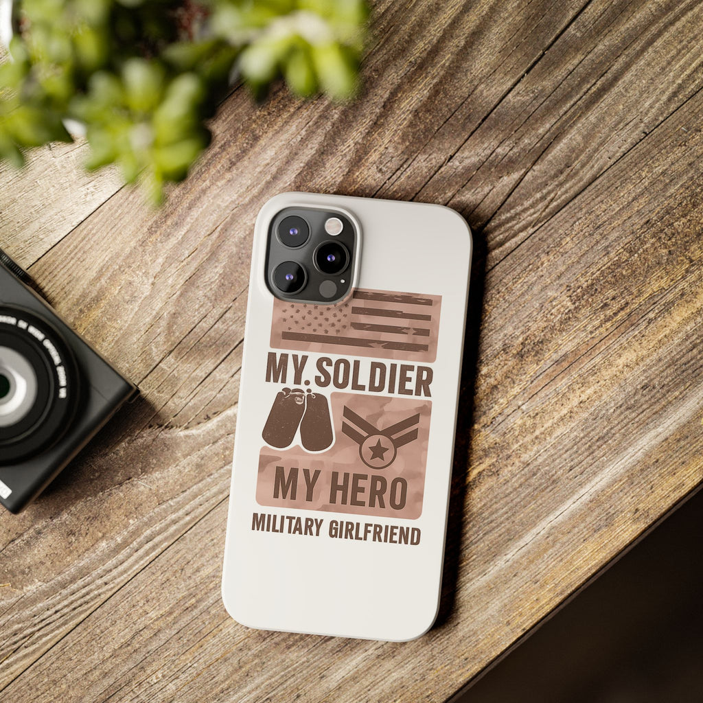 Military Girlfriend Phone Case Rose Gold Camouflage My Soldier My Hero Gift for Army Navy Air Force Girlfriend