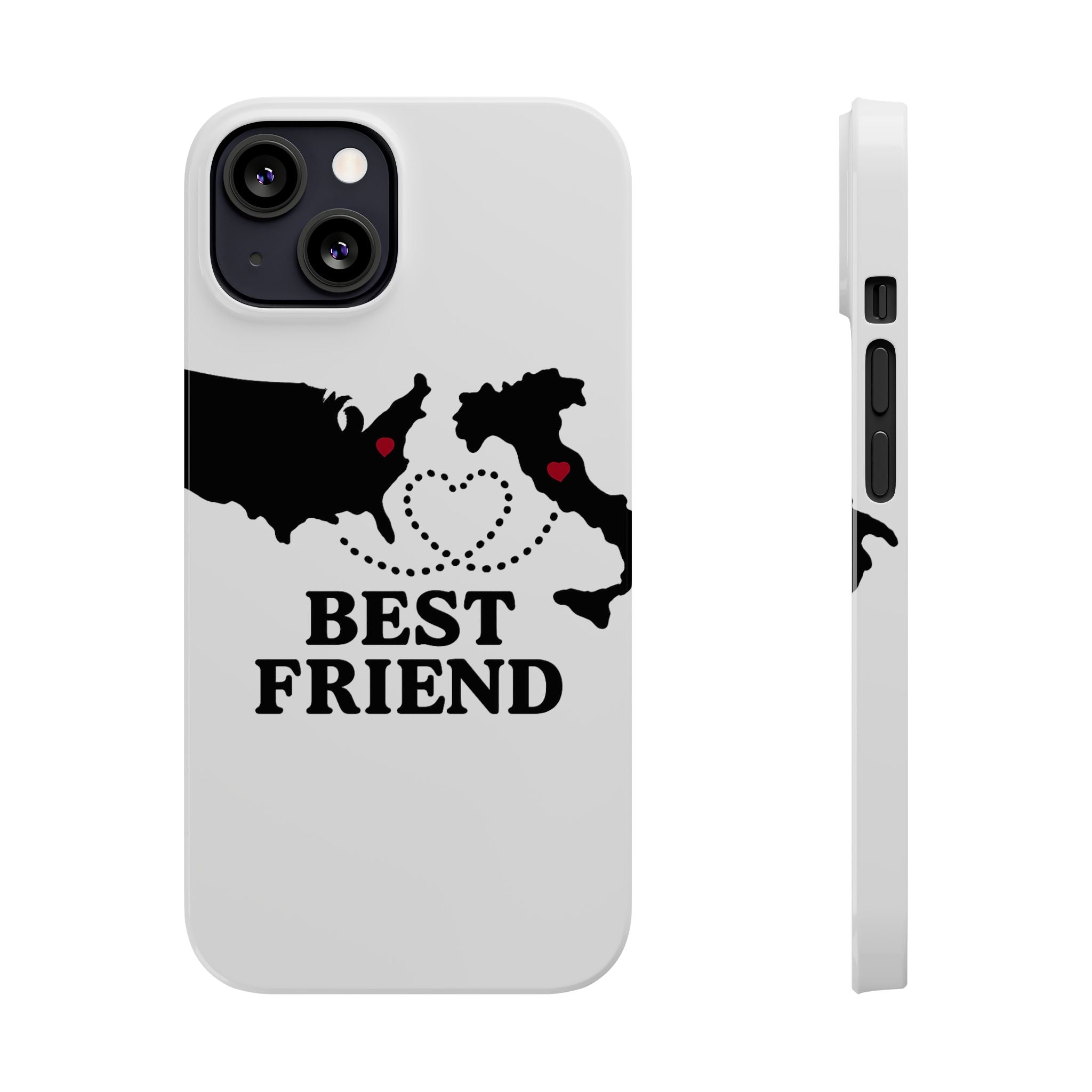 Long Distance Friendship Phone Case Personalized Coordinates Gift Best Friend Custom Location Map Heart Connection BFF
