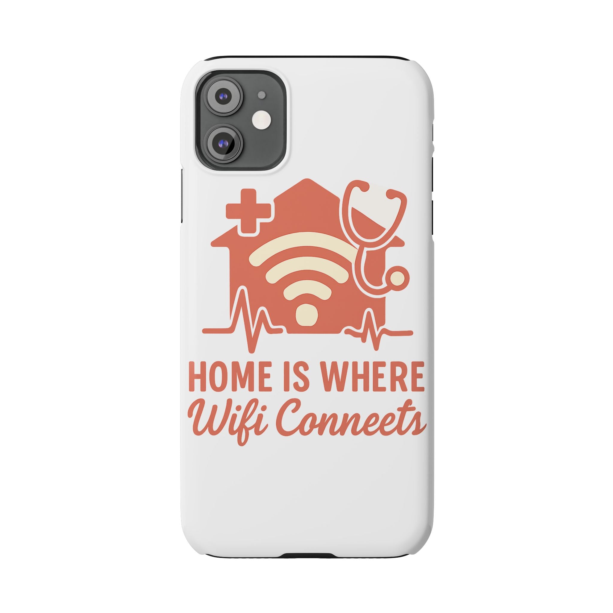 Home Is Where WiFi Connects Phone Case | Funny Tech Lover Gift | Minimalist House Phone Cover | Millennial Gen Z Humor Case