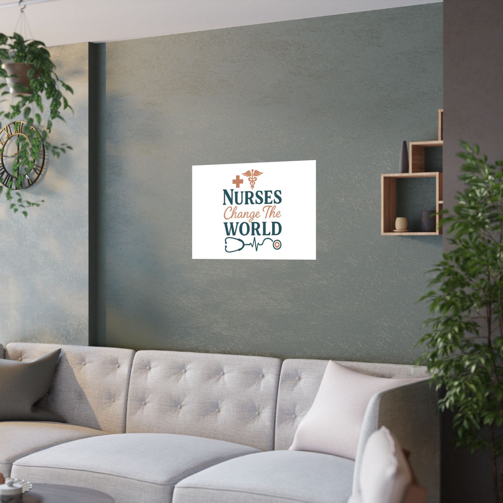 Nurse Motivation Poster, Nurses Change The World Wall Art, Nursing Graduation Gift, Nurse Office Decor, Medical Typography Print