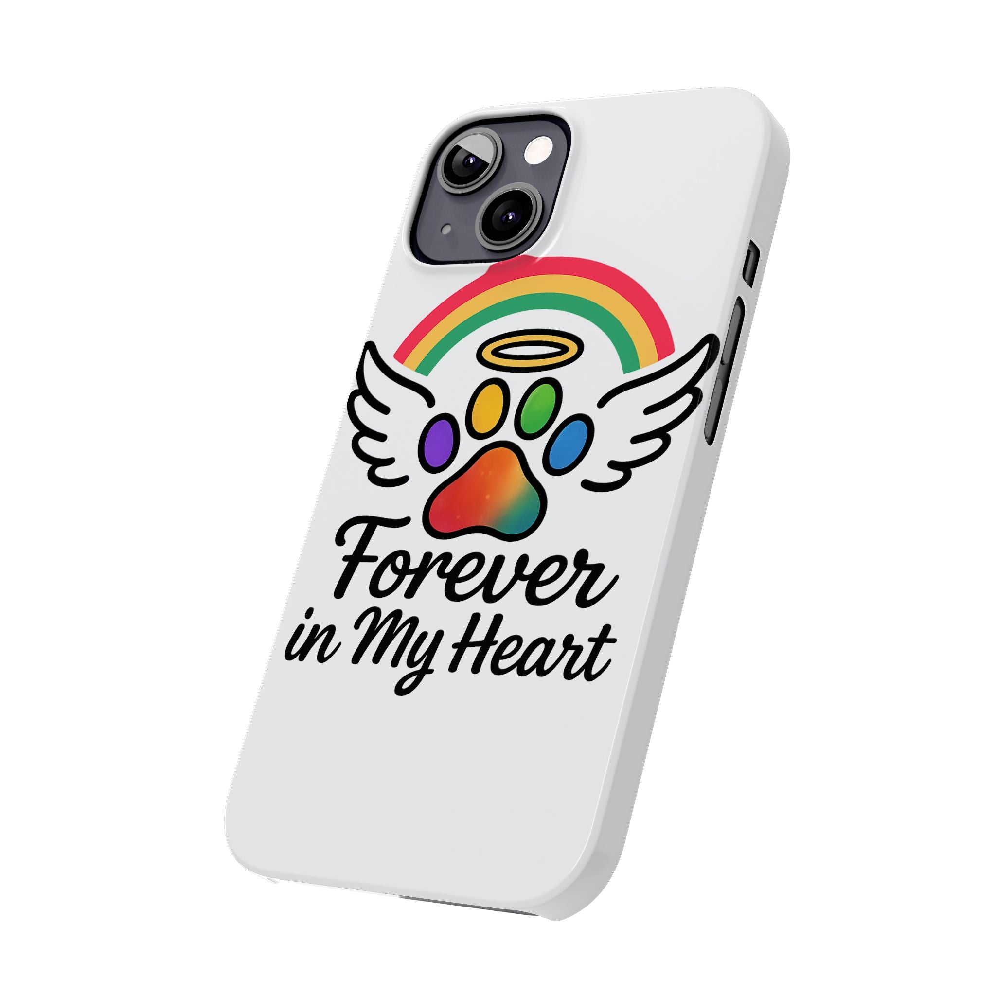 Rainbow Bridge Pet Memorial Phone Case Forever in My Heart Dog Cat Loss Sympathy Gift Remembrance Watercolor Paw Print Angel Pet