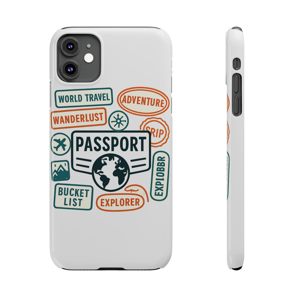 Passport Stamp Phone Case World Travel Gift Wanderlust Adventure Traveler Bucket List Globetrotter Trip Souvenir Explorer Map