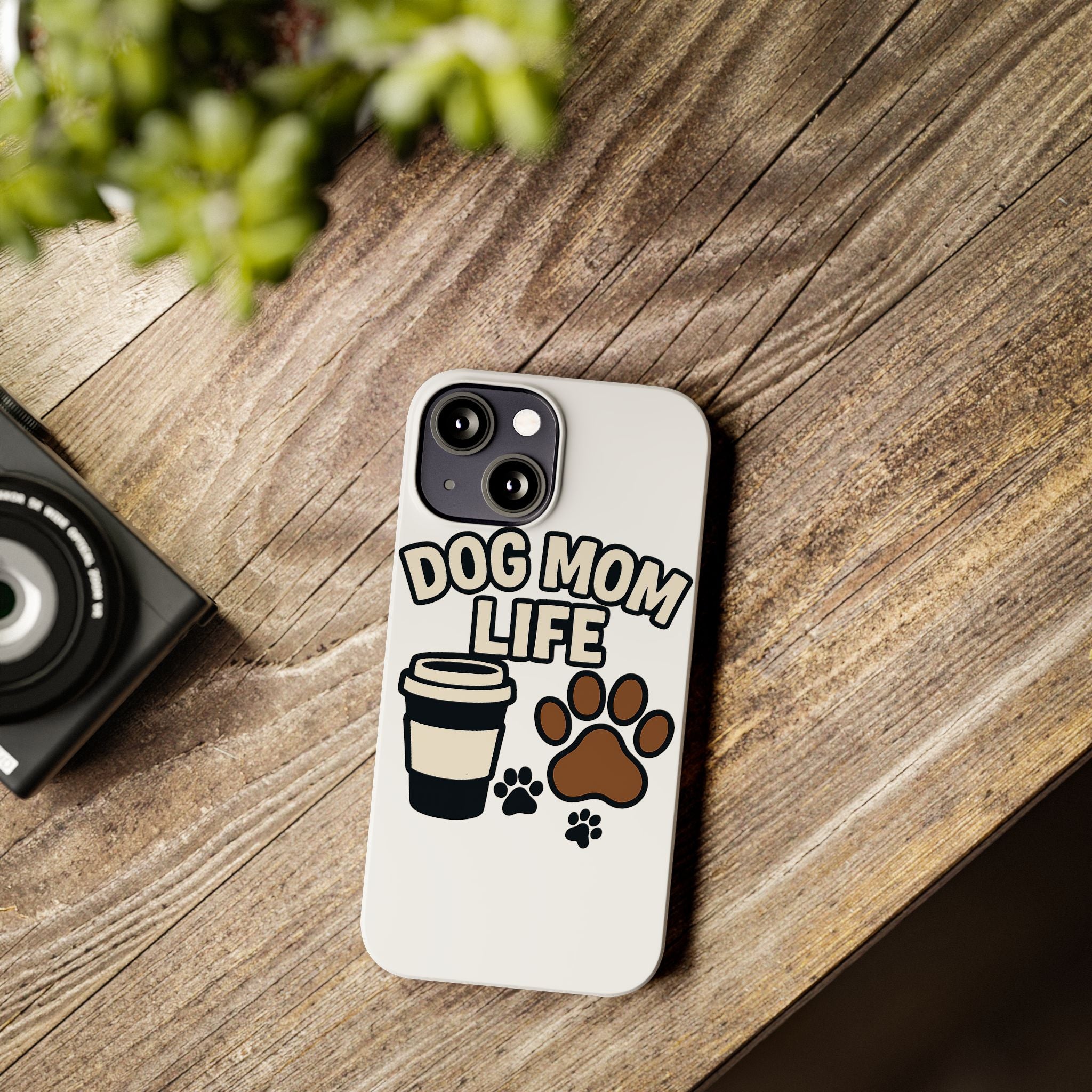 Dog Mom Life Phone Case, Coffee & Paws Illustrated Design, Gift for Dog Lover, Pet Parent Phone Case, Dog Owner Gift