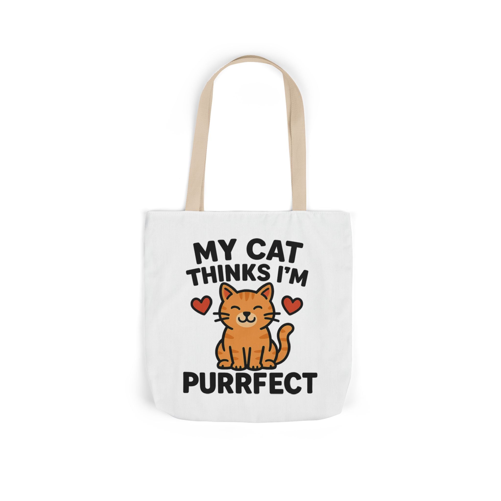 Cat Lover Tote Bag Gift, My Cat Thinks I'm Purrfect Funny Cat Mom Bag, Cat Owner Birthday Gift for Her, Cat Lady Canvas Tote