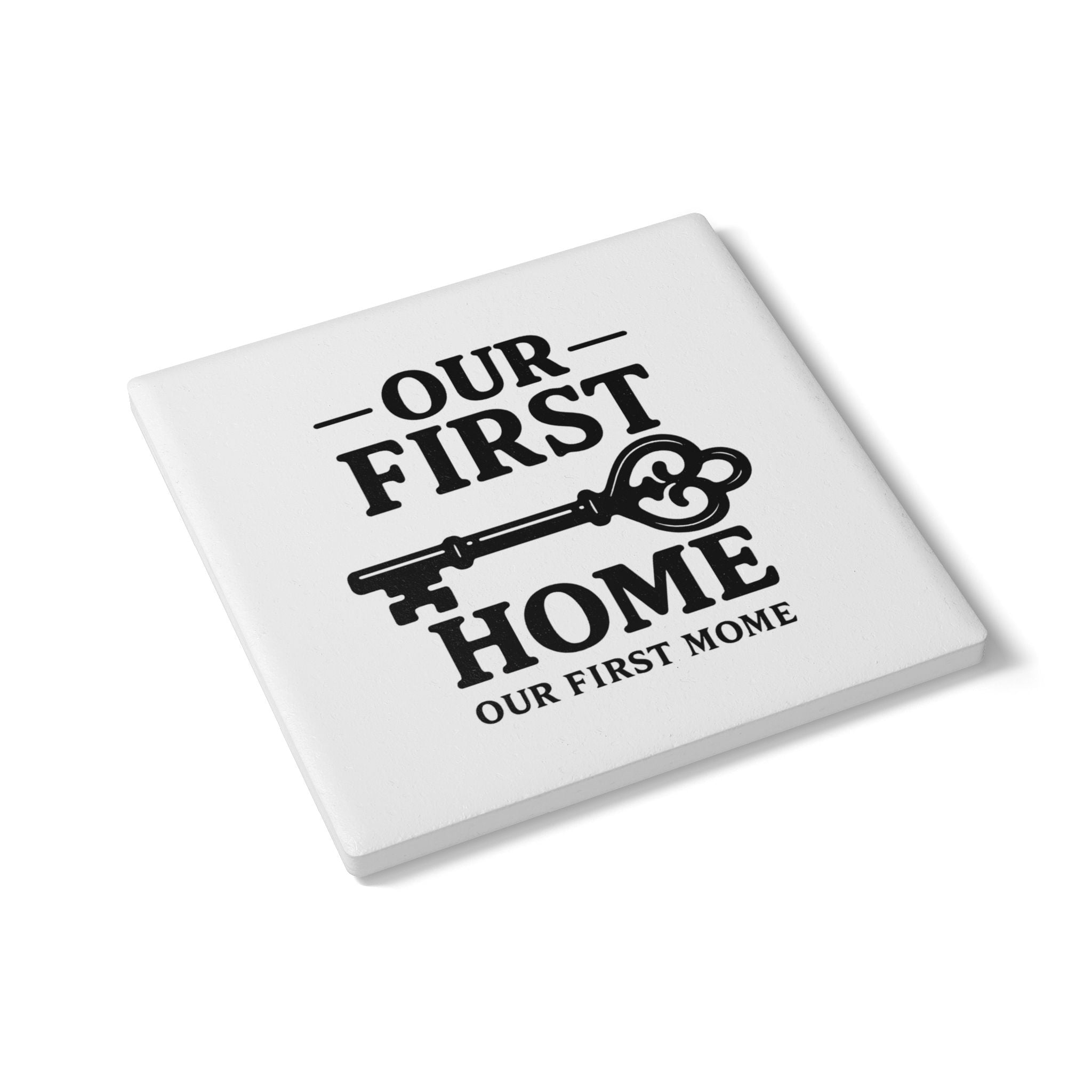 First Home Coaster Set, Our First Home Gift, Housewarming Gift New Homeowner, Vintage Key Illustration, Realtor Closing Gift