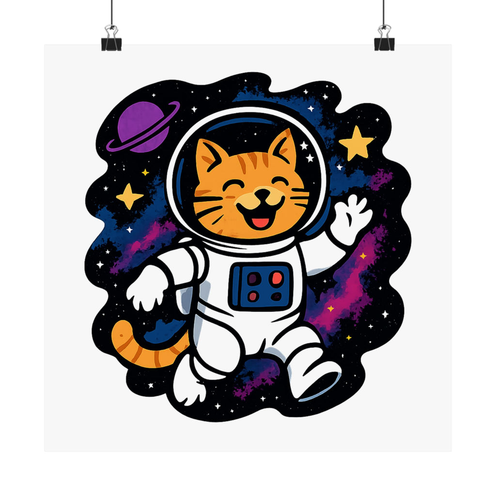 Cat Astronaut Galaxy Poster, Space Cat Wall Art, Funny Cat Lover Gift, Nebula Cat Print, Whimsical Space Room Decor, Quirky Wall Art
