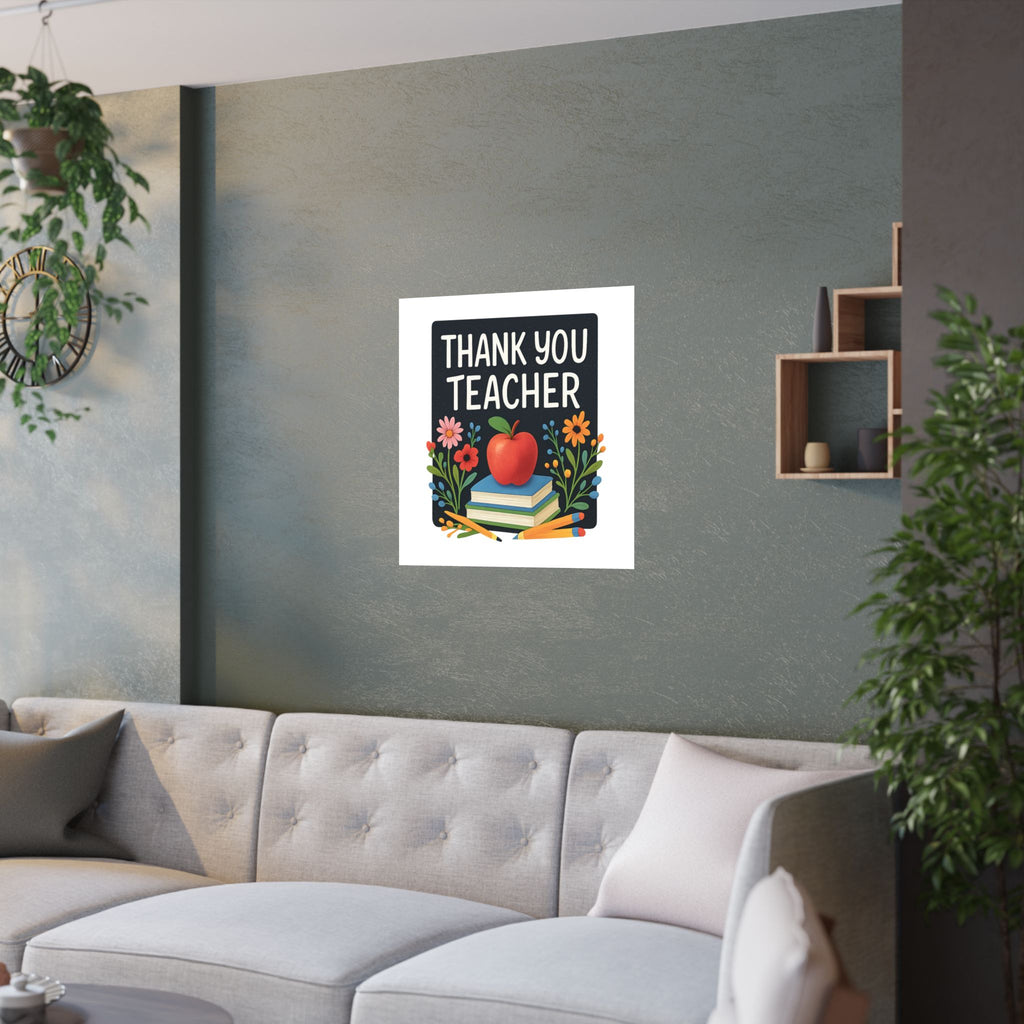 Thank You Teacher Gift Watercolor Wildflower Poster, Classroom Decor, End of School Year Gift, Teacher Appreciation Print