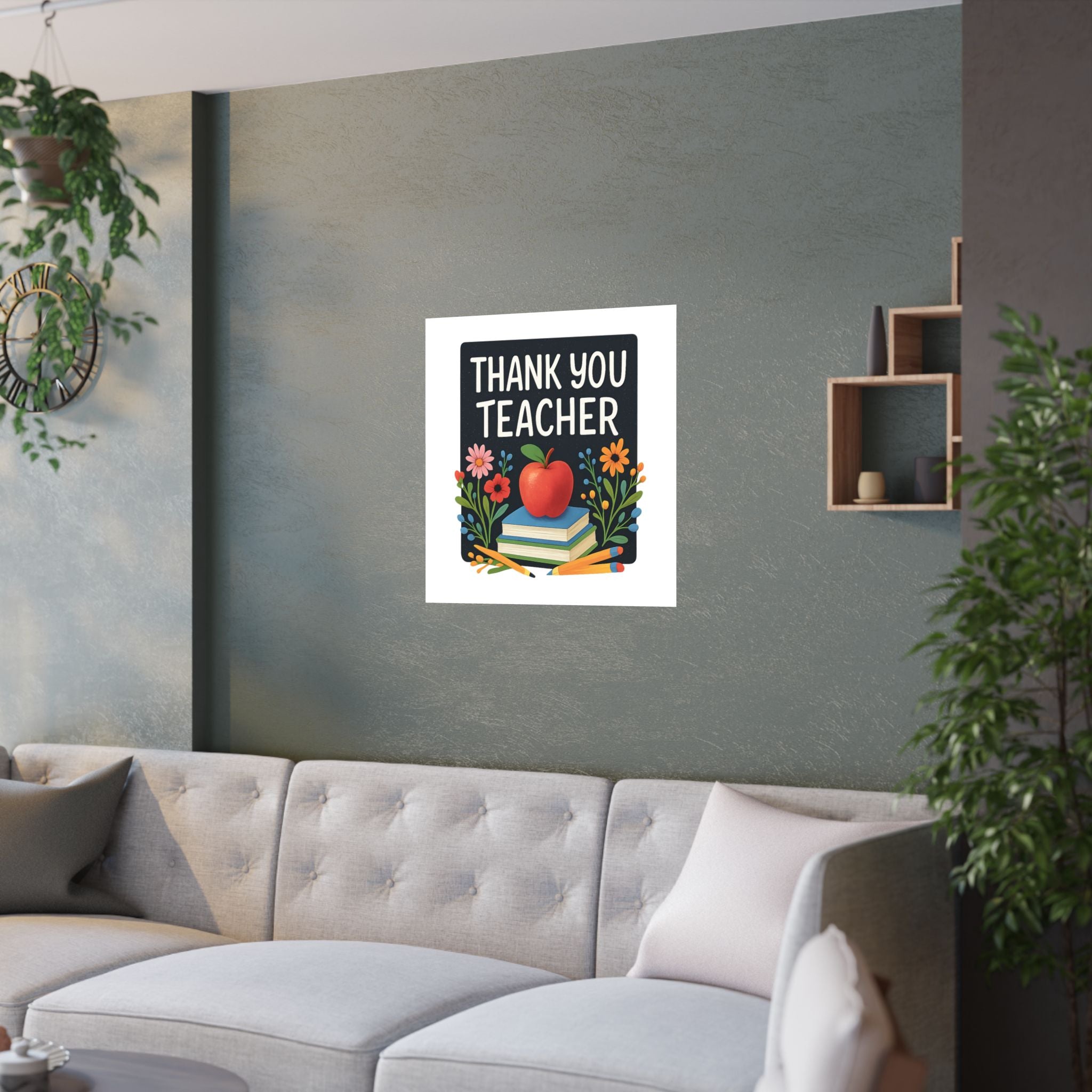 Thank You Teacher Gift Watercolor Wildflower Poster, Classroom Decor, End of School Year Gift, Teacher Appreciation Print