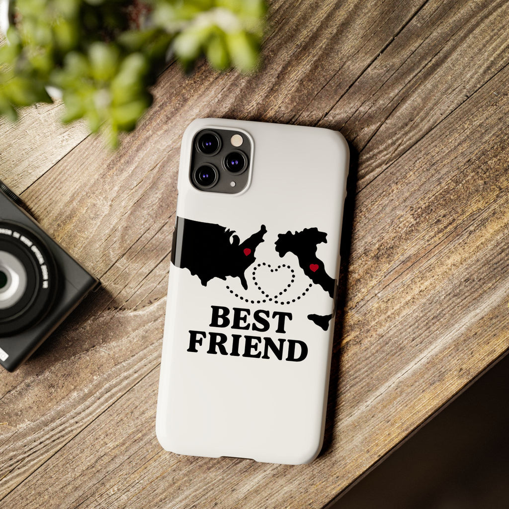 Long Distance Friendship Phone Case Personalized Coordinates Gift Best Friend Custom Location Map Heart Connection BFF