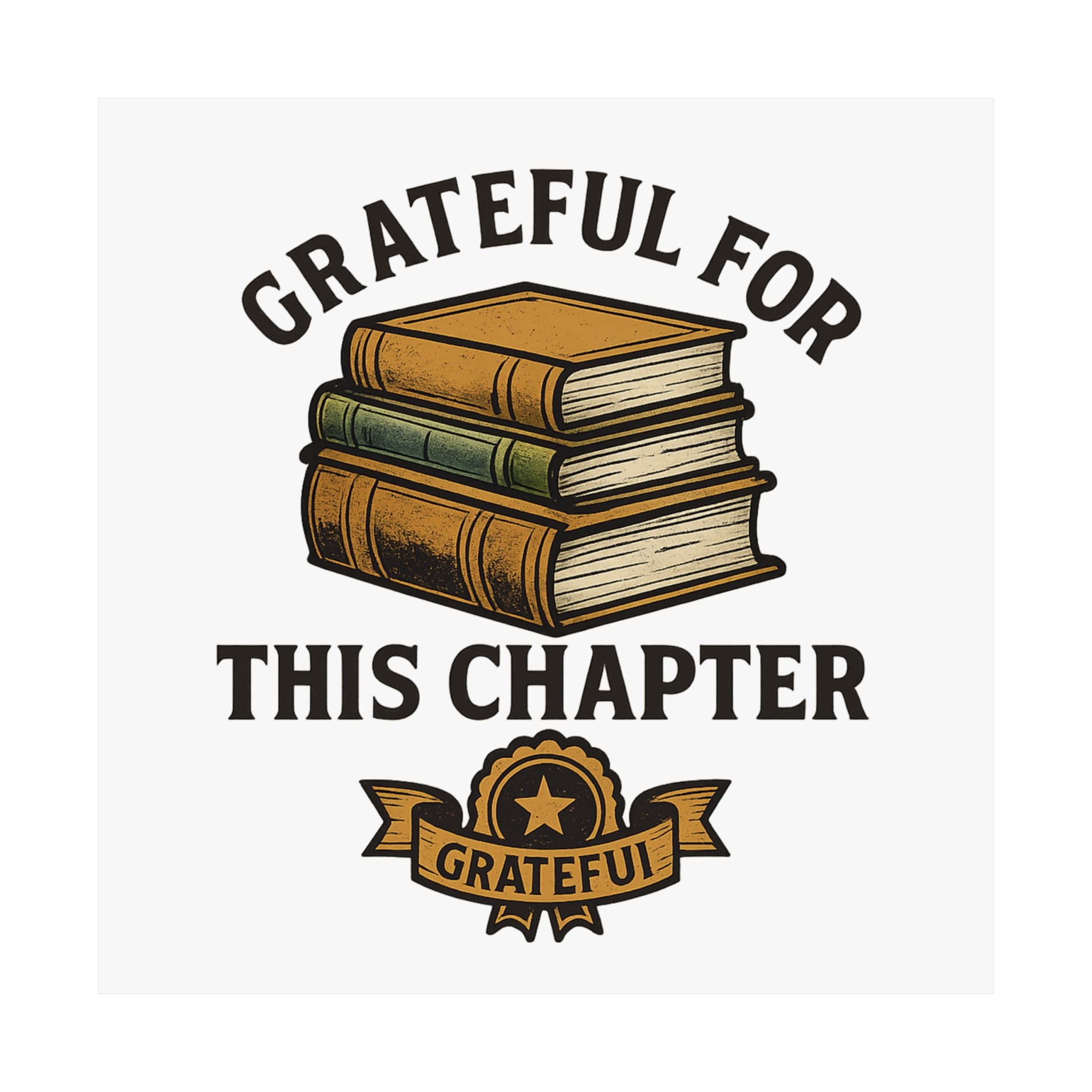 Grateful For This Chapter Book Lover Poster | Vintage Book Stack Wall Art | Literary Gift | Graduation Gift | New Home Decor