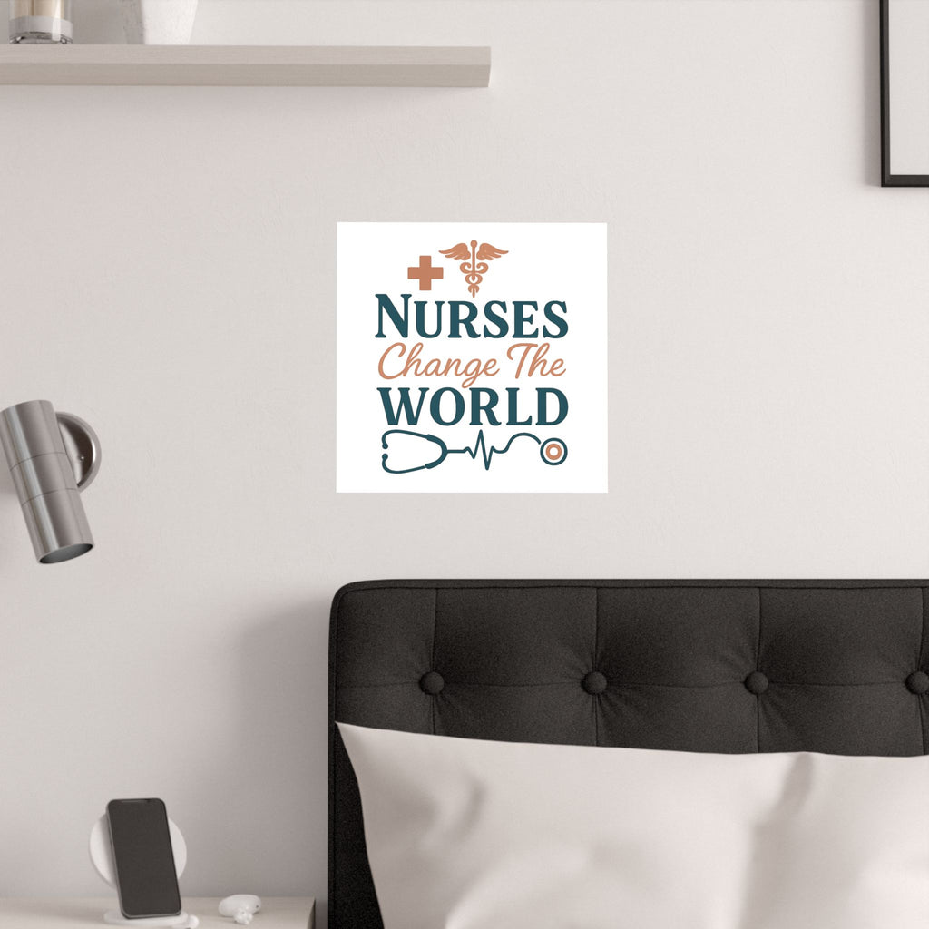 Nurse Motivation Poster, Nurses Change The World Wall Art, Nursing Graduation Gift, Nurse Office Decor, Medical Typography Print