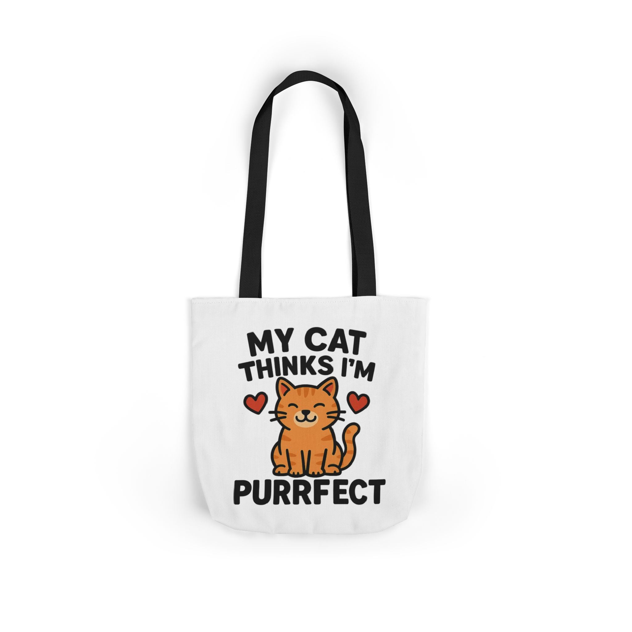 Cat Lover Tote Bag Gift, My Cat Thinks I'm Purrfect Funny Cat Mom Bag, Cat Owner Birthday Gift for Her, Cat Lady Canvas Tote