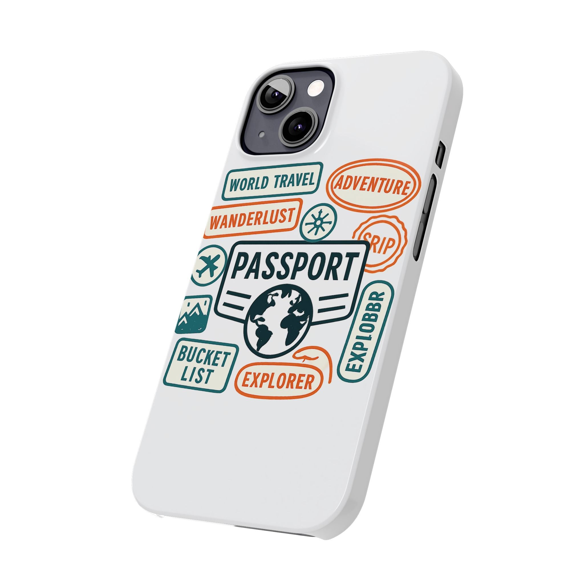 Passport Stamp Phone Case World Travel Gift Wanderlust Adventure Traveler Bucket List Globetrotter Trip Souvenir Explorer Map