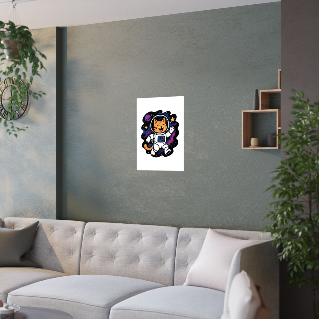 Cat Astronaut Galaxy Poster, Space Cat Wall Art, Funny Cat Lover Gift, Nebula Cat Print, Whimsical Space Room Decor, Quirky Wall Art