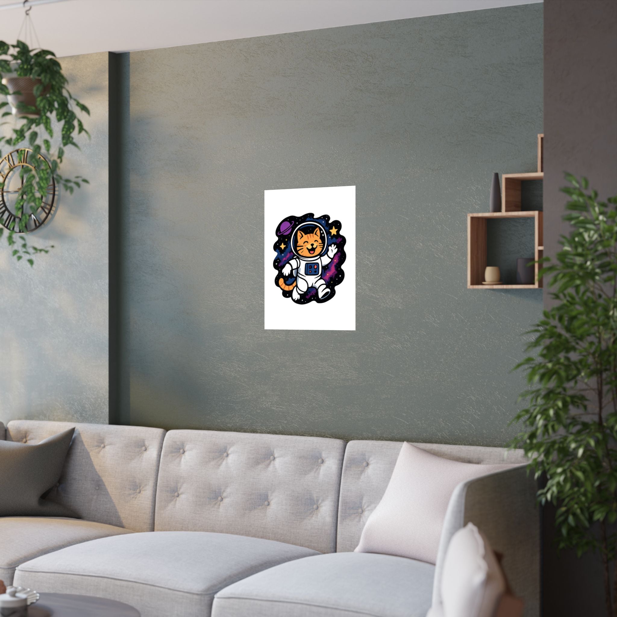 Cat Astronaut Galaxy Poster, Space Cat Wall Art, Funny Cat Lover Gift, Nebula Cat Print, Whimsical Space Room Decor, Quirky Wall Art