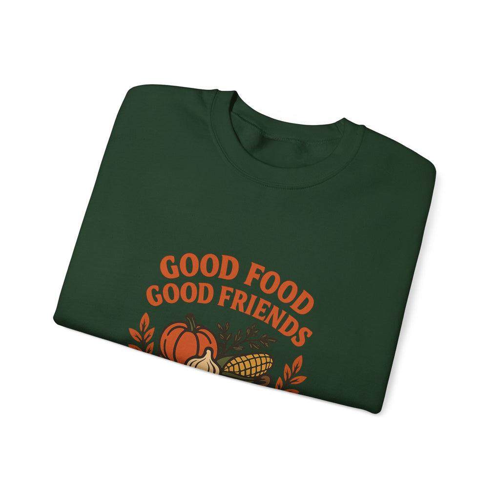 Good Food Good Friends Grateful Heart Sweatshirt, Thanksgiving Hostess Gift, Cooking Sweatshirt, Kitchen Lover Gift, Autumn Cozy Top