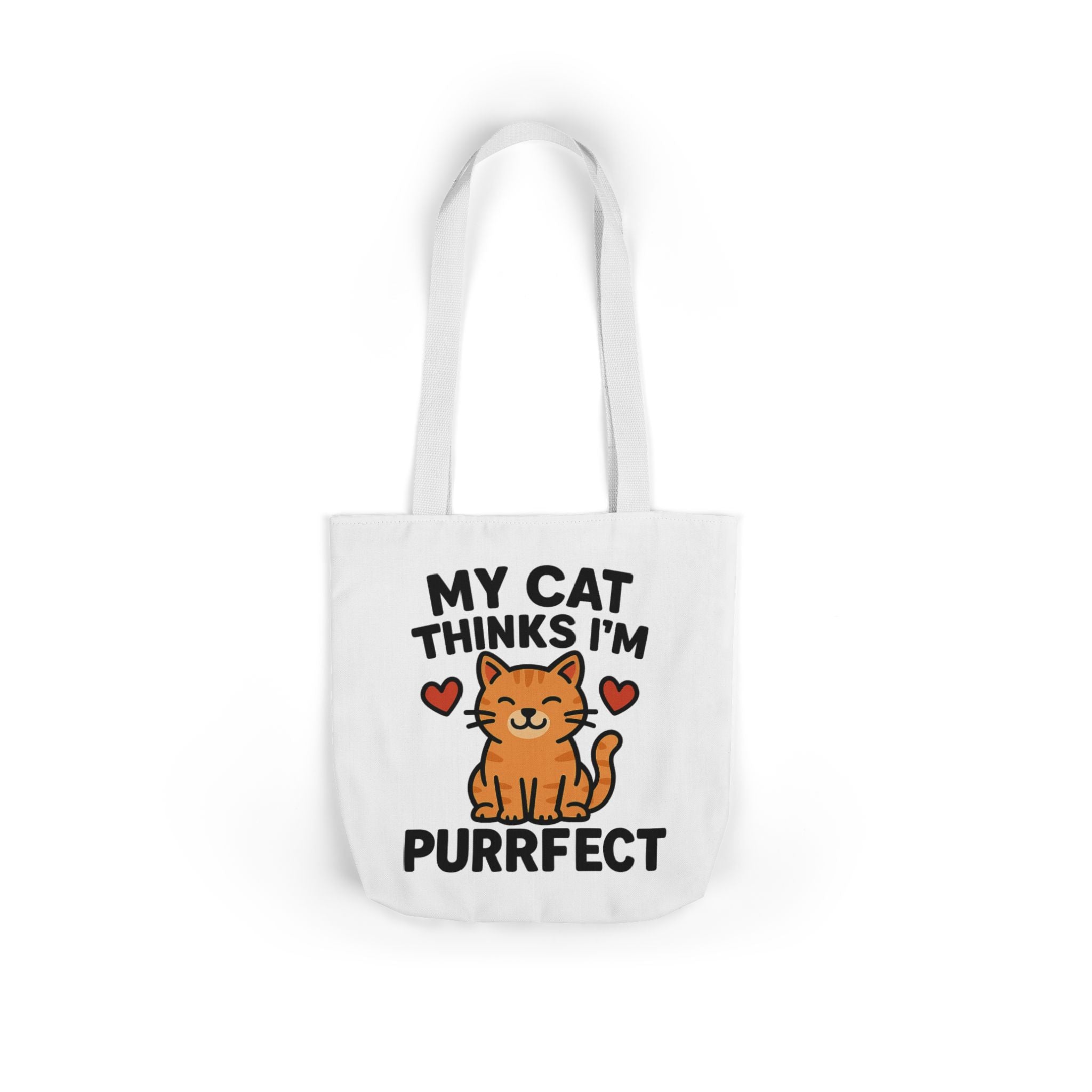 Cat Lover Tote Bag Gift, My Cat Thinks I'm Purrfect Funny Cat Mom Bag, Cat Owner Birthday Gift for Her, Cat Lady Canvas Tote