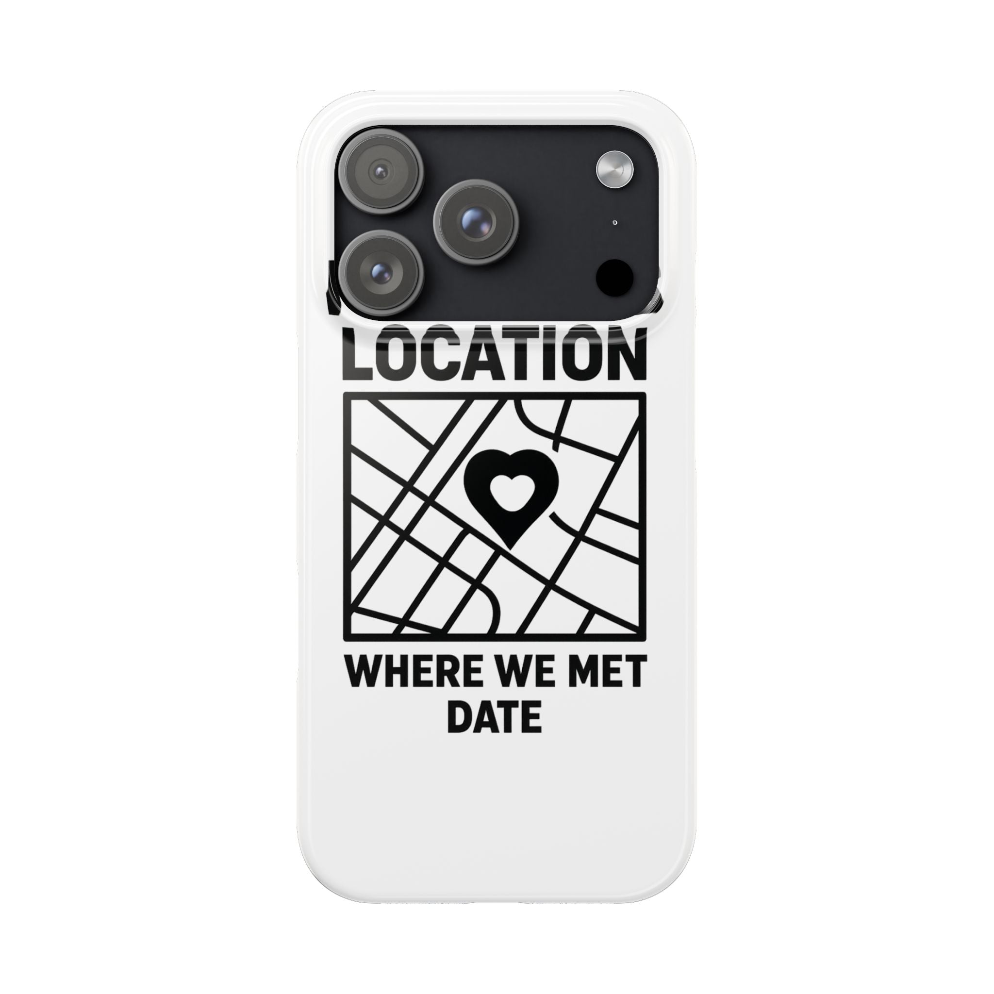 First Kiss Location Phone Case Custom Map Where We Met Anniversary Gift Personalized Couples Phone Case Heart Marker