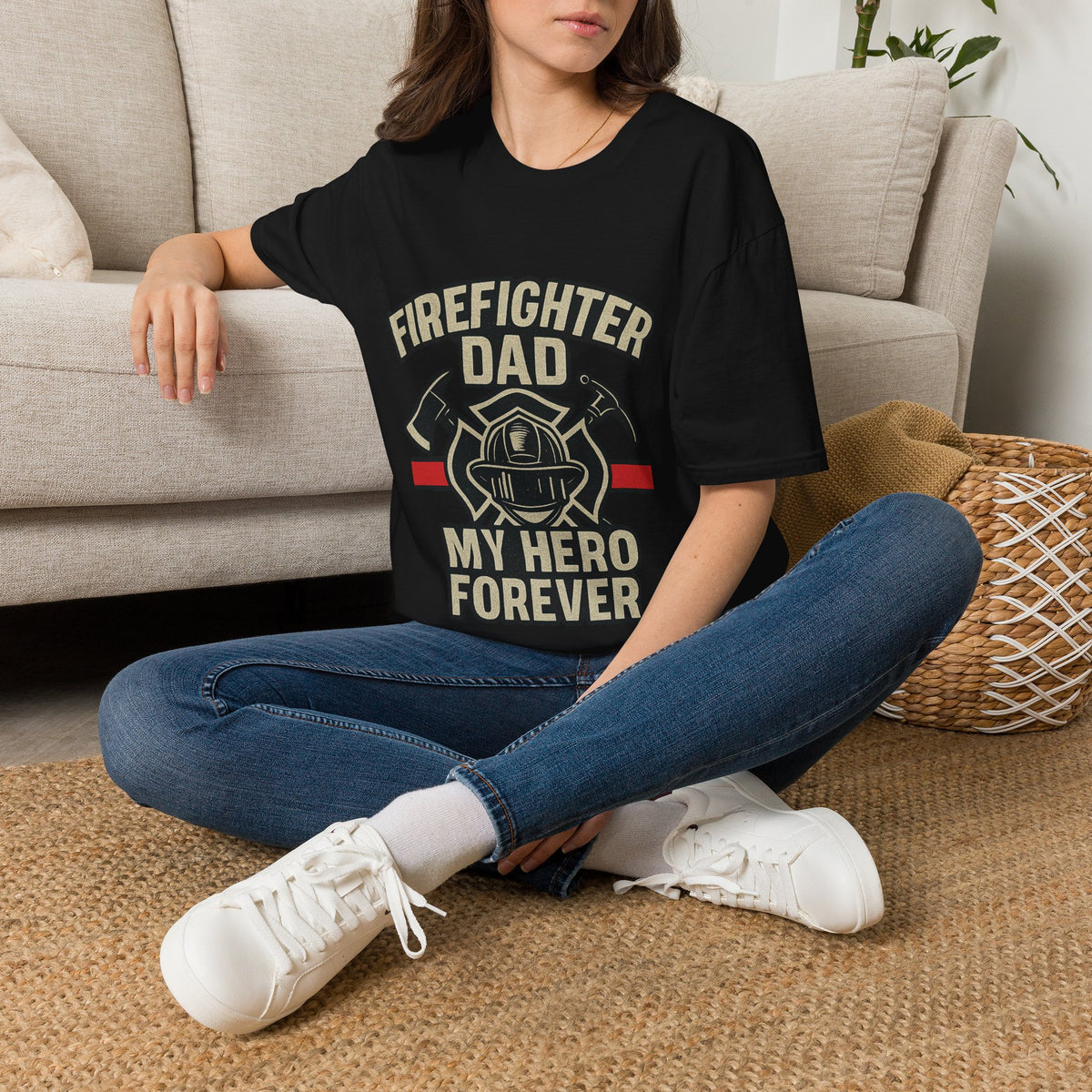 Firefighter Dad My Hero Forever Shirt Father's Day Gift Vintage Fireman Maltese Cross Thin Red Line Tee Dad Appreciation Gift