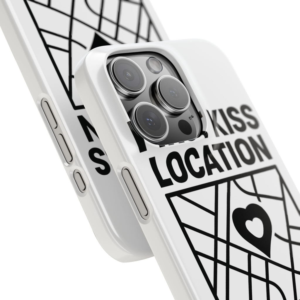First Kiss Location Phone Case Custom Map Where We Met Anniversary Gift Personalized Couples Phone Case Heart Marker