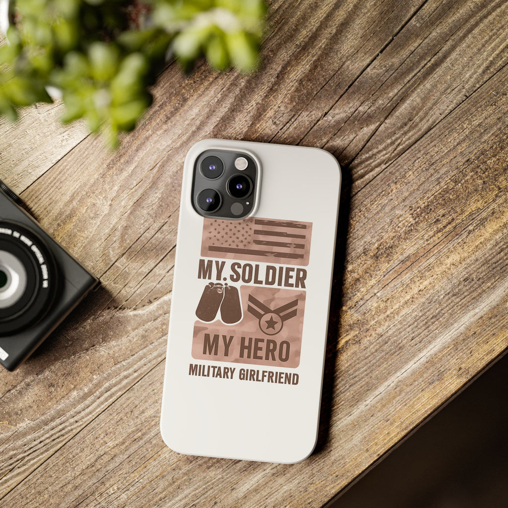 Military Girlfriend Phone Case Rose Gold Camouflage My Soldier My Hero Gift for Army Navy Air Force Girlfriend
