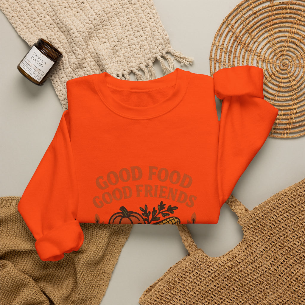 Good Food Good Friends Grateful Heart Sweatshirt, Thanksgiving Hostess Gift, Cooking Sweatshirt, Kitchen Lover Gift, Autumn Cozy Top