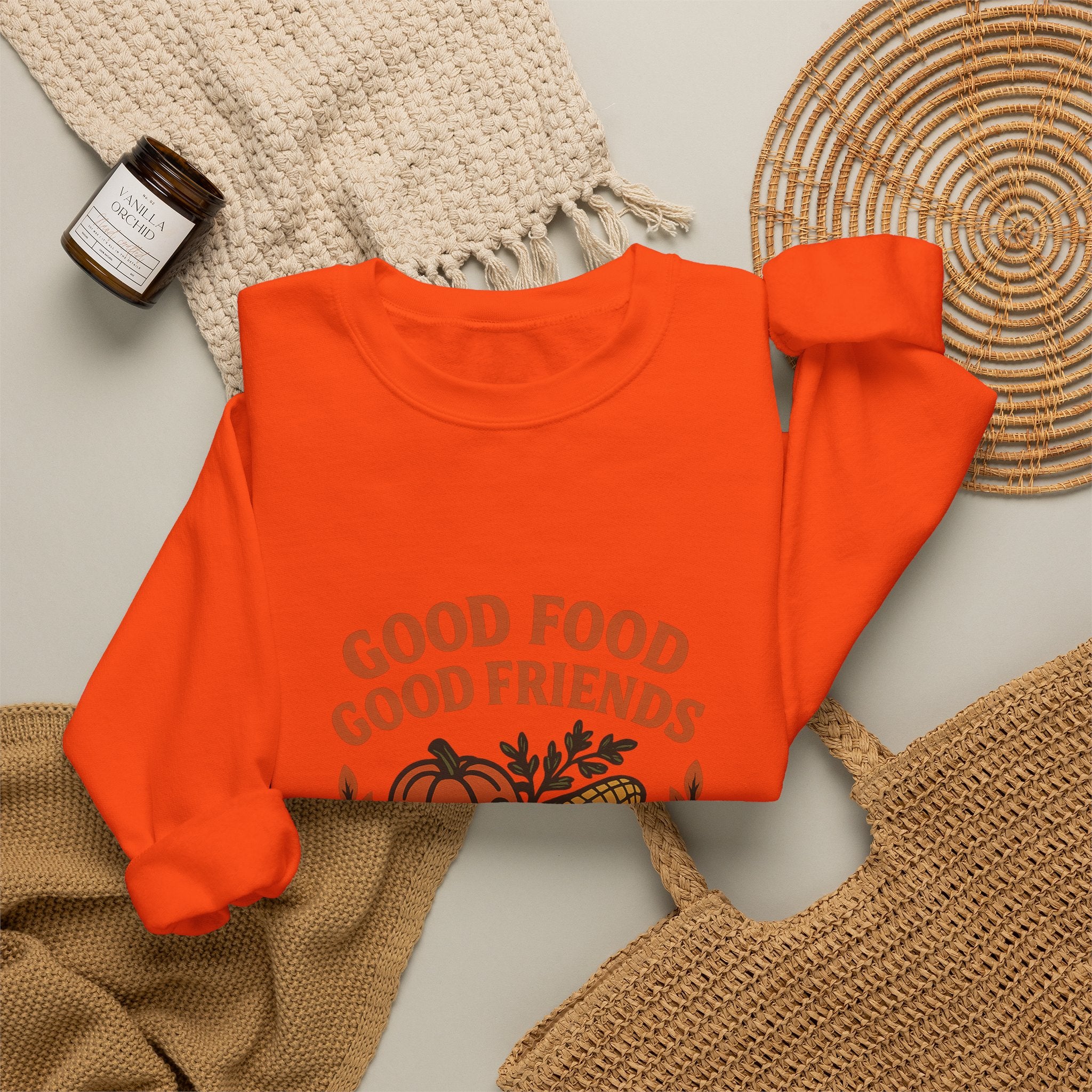 Good Food Good Friends Grateful Heart Sweatshirt, Thanksgiving Hostess Gift, Cooking Sweatshirt, Kitchen Lover Gift, Autumn Cozy Top