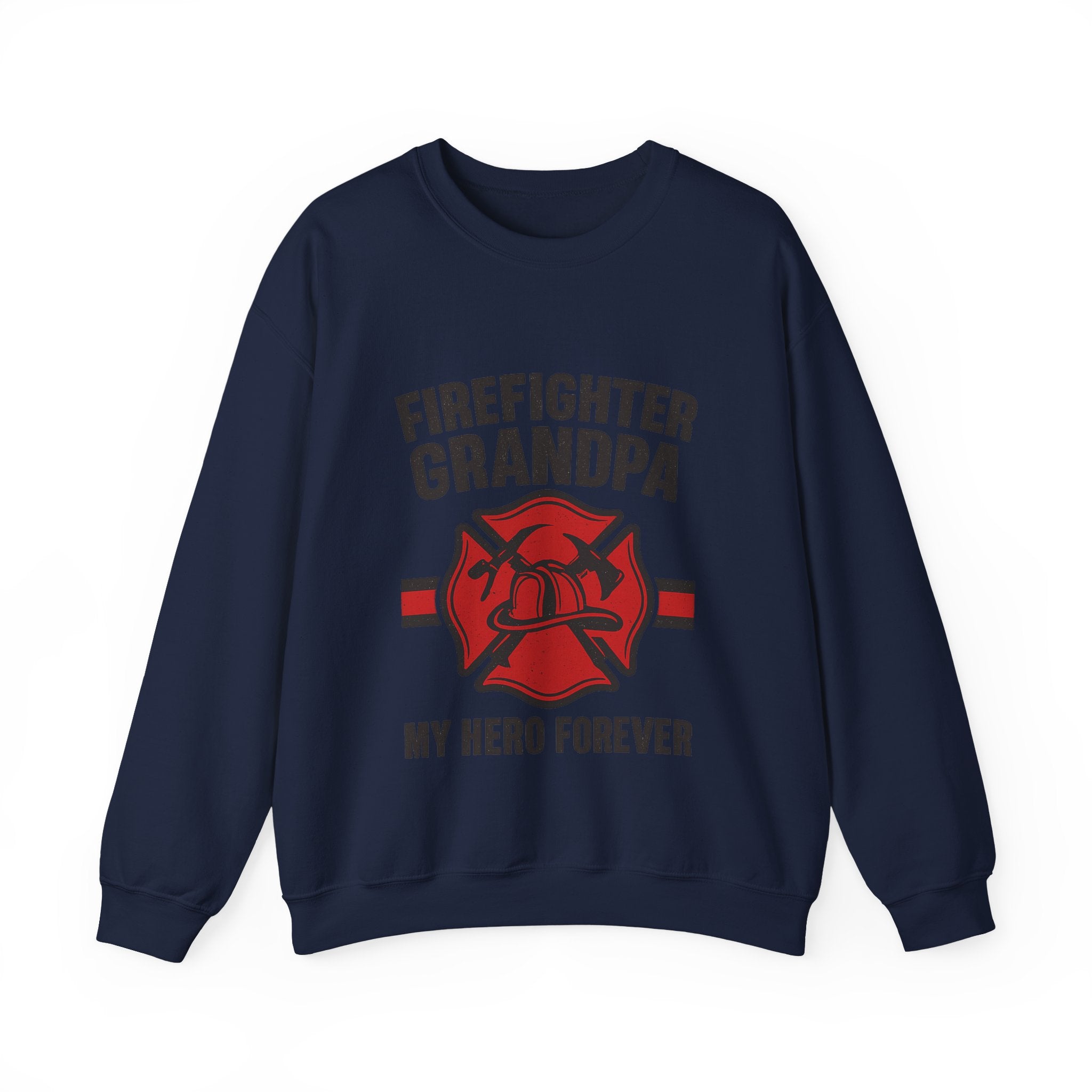 Firefighter Grandpa Sweatshirt My Hero Forever Gift Vintage Fire Station Badge Grandparents Day Fireman Grandfather Shirt