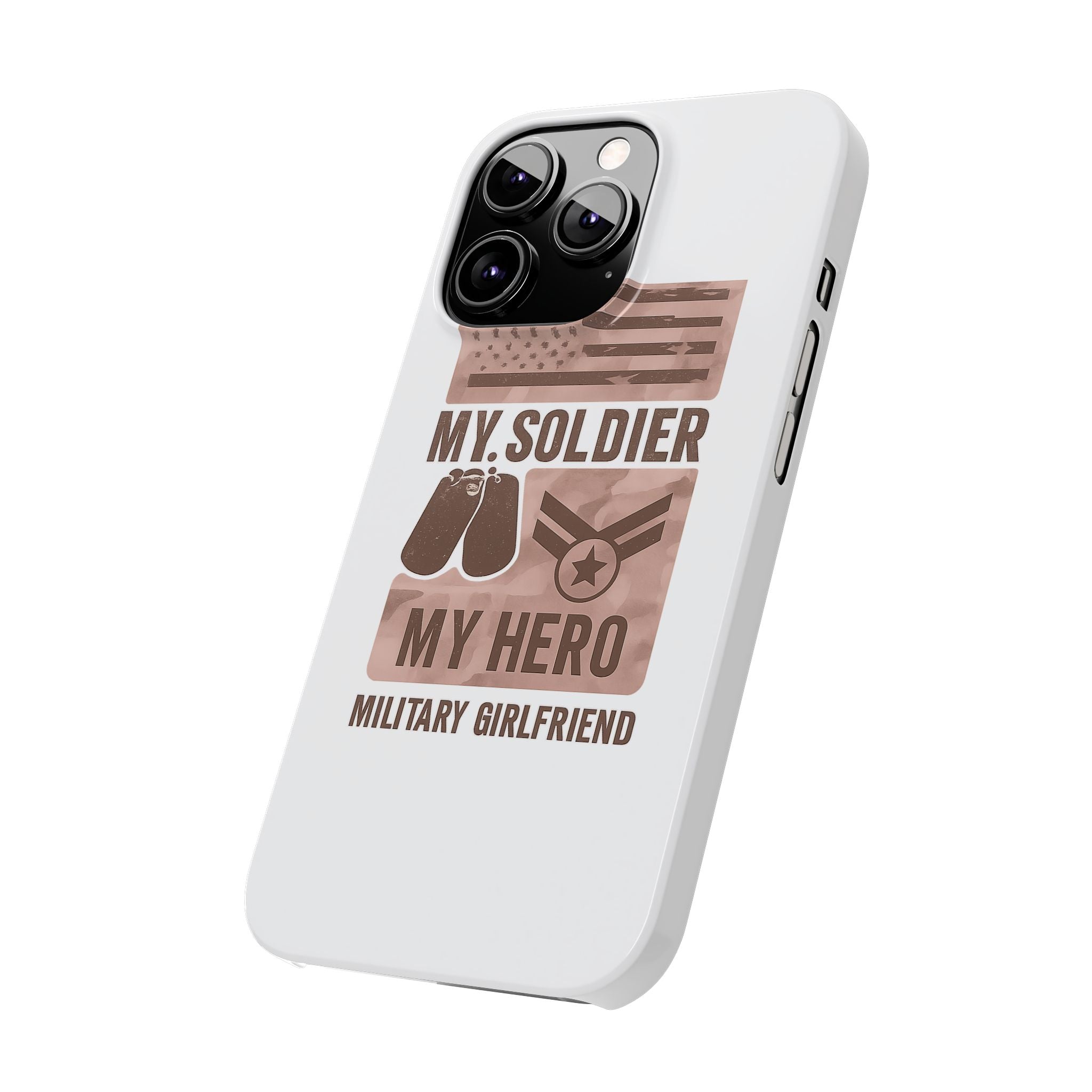 Military Girlfriend Phone Case Rose Gold Camouflage My Soldier My Hero Gift for Army Navy Air Force Girlfriend