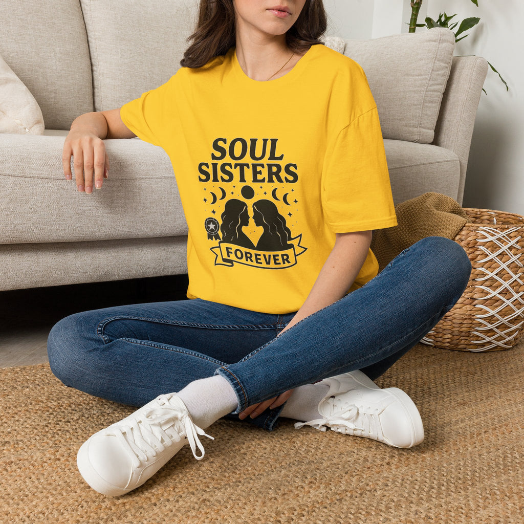 Soul Sisters Forever Matching T-Shirts, Best Friend Shirts, Celestial Moon Phase Tees, BFF Gifts for Women, Soulmate Friendship