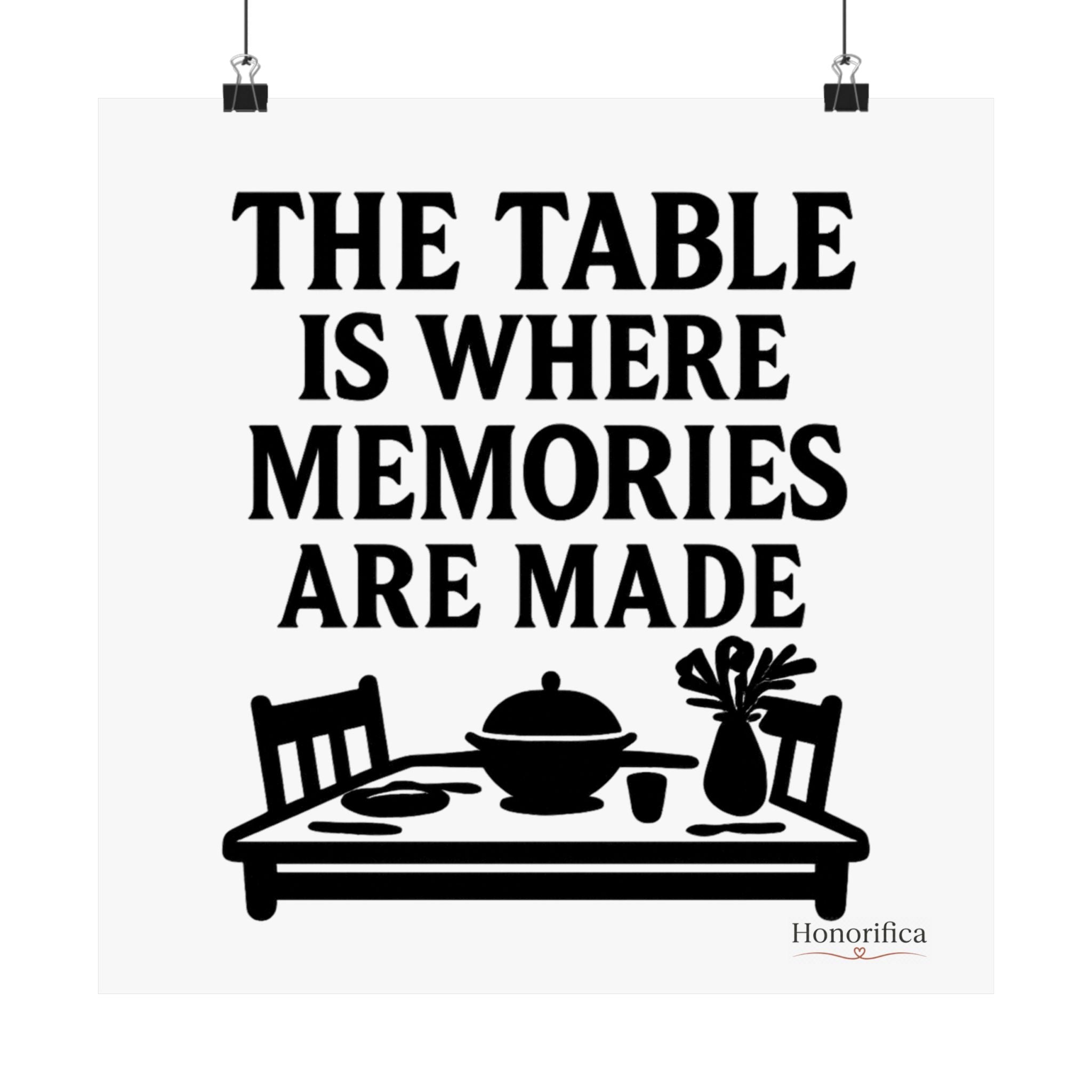 The Table Is Where Memories Are Made Kitchen Poster, Dining Room Wall Art, Family Meal Print, Mother's Day Gift for Mom