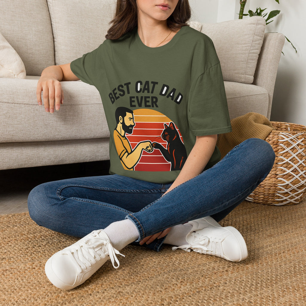Best Cat Dad Ever Shirt Vintage Retro Cat Lover Gift for Men Father's Day Cat Owner Tshirt Funny Cat Dad Gift Retro Sunset Tee