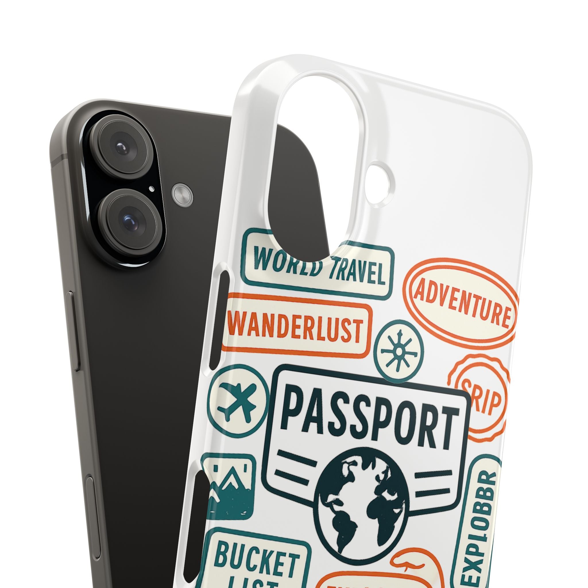 Passport Stamp Phone Case World Travel Gift Wanderlust Adventure Traveler Bucket List Globetrotter Trip Souvenir Explorer Map