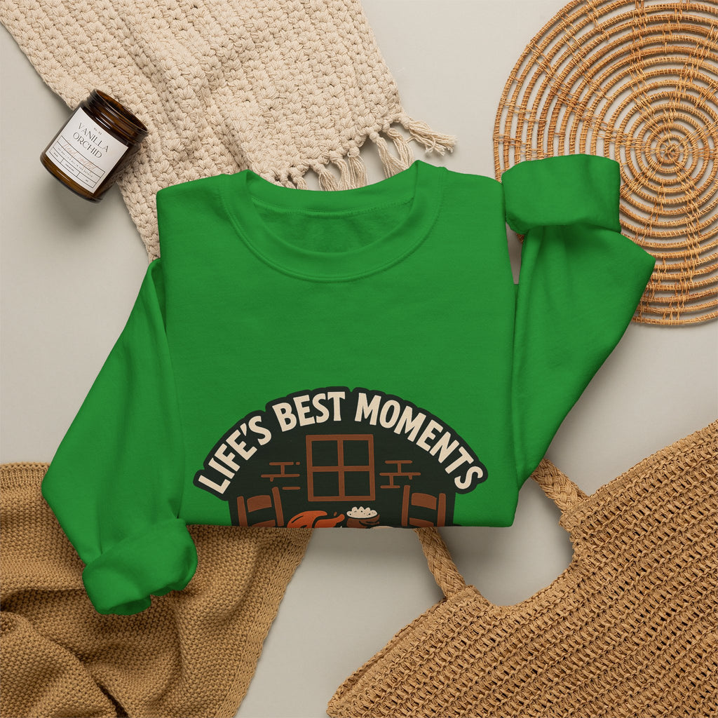 Life's Best Moments At The Table Sweatshirt, Family Dinner Crewneck, Cozy Kitchen Gift for Mom, Farmhouse Comfort Food Lover