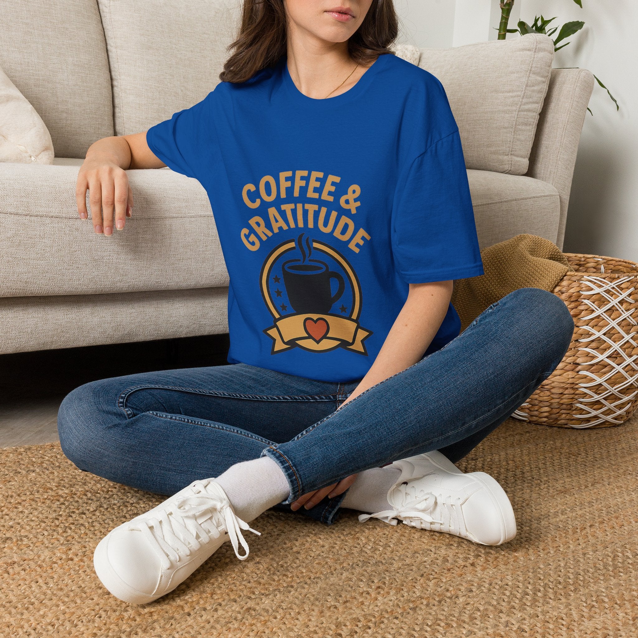 Coffee & Gratitude Shirt, Mindful Living Tee, Self Care Gift for Women, Positive Vibes T-Shirt, Grateful Heart Appreciation Top