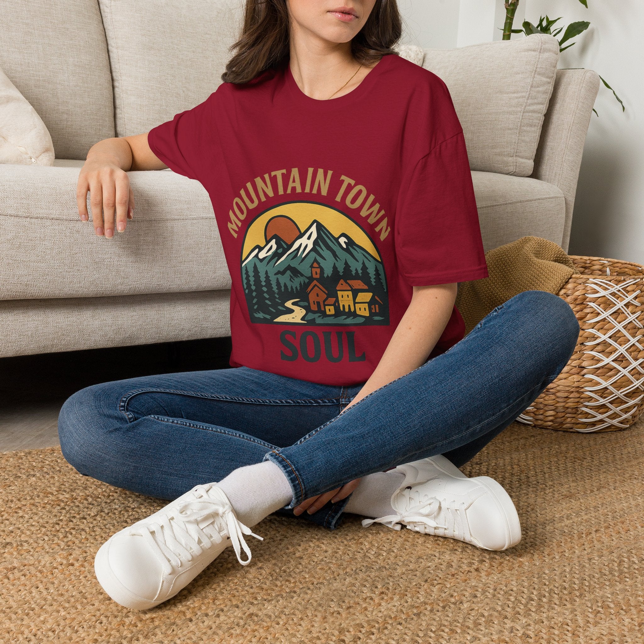 Mountain Town Soul Vintage Hiking Tee Raised on Mountain Air Shirt Wilderness Outdoor Adventure Gift Alpine Heritage Retro Tshirt