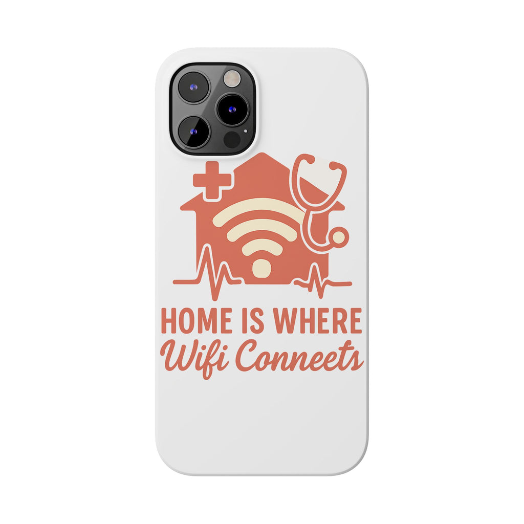 Home Is Where WiFi Connects Phone Case | Funny Tech Lover Gift | Minimalist House Phone Cover | Millennial Gen Z Humor Case