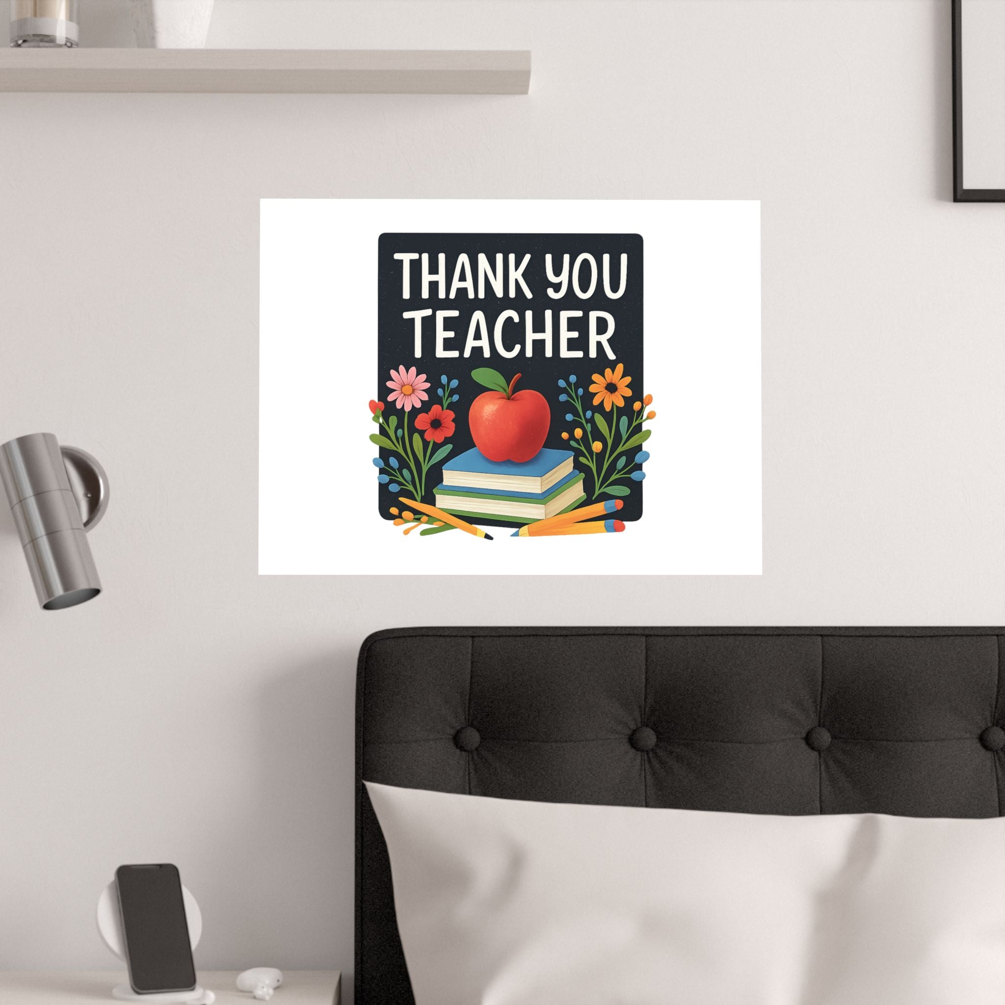 Thank You Teacher Gift Watercolor Wildflower Poster, Classroom Decor, End of School Year Gift, Teacher Appreciation Print