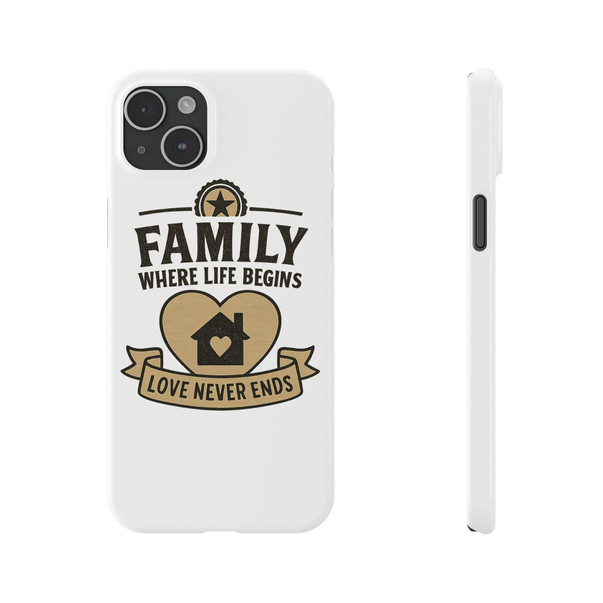 Family Where Life Begins Love Never Ends Phone Case, Rustic Farmhouse Gift for Mom Grandma, Mother's Day Gift, Heart Home Decor