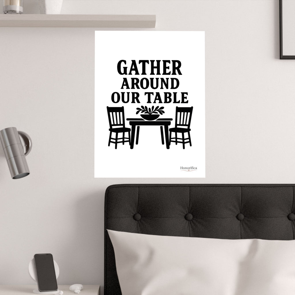 Gather Around Our Table Kitchen Wall Art, Farmhouse Kitchen Decor, Rustic Dining Room Wall Art, Housewarming Gift Poster