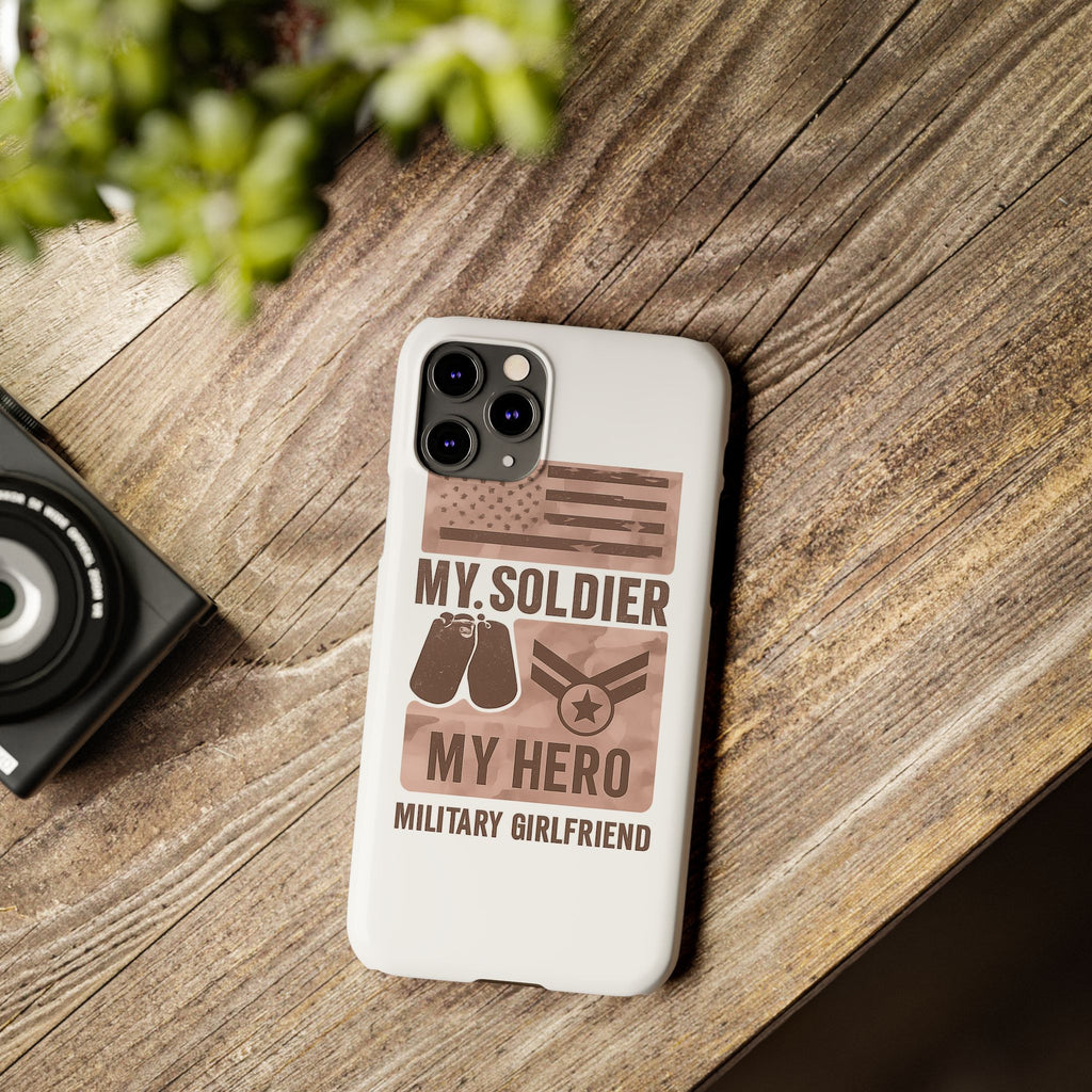 Military Girlfriend Phone Case Rose Gold Camouflage My Soldier My Hero Gift for Army Navy Air Force Girlfriend