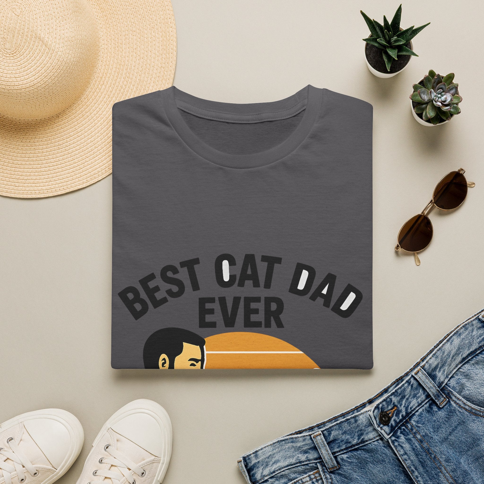 Best Cat Dad Ever Shirt Vintage Retro Cat Lover Gift for Men Father's Day Cat Owner Tshirt Funny Cat Dad Gift Retro Sunset Tee